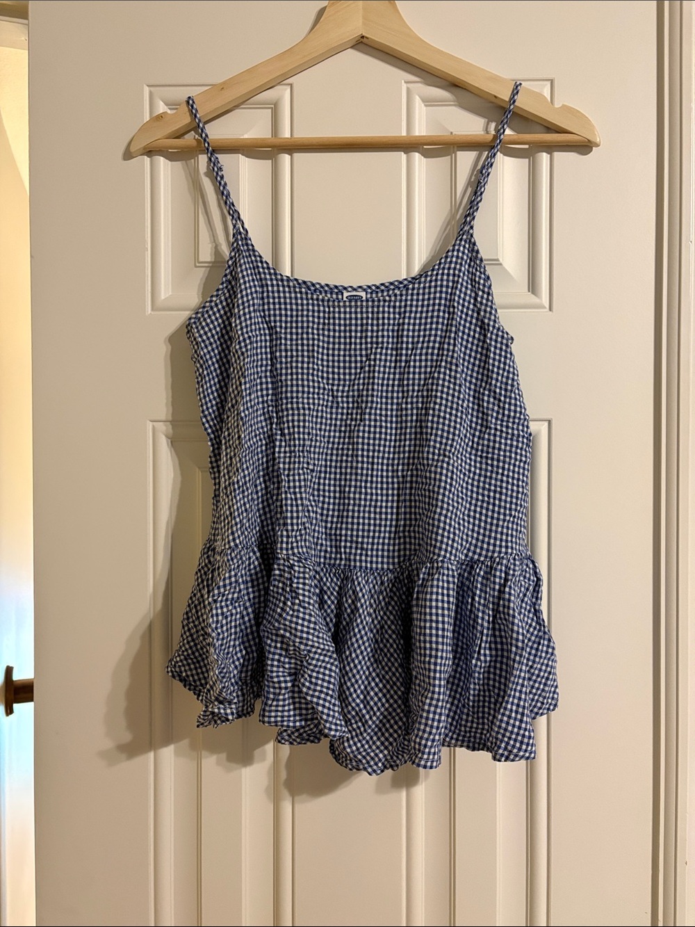 Old Navy Blue Gingham Ruffle Cami